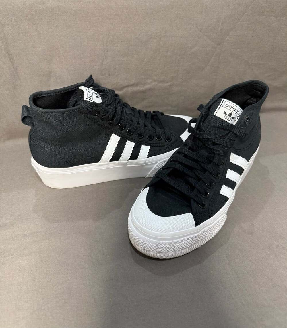 Adidas Nizza Platform Mid Sneakers Black White Womens